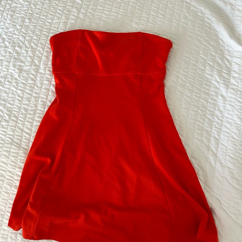 Red Strapless A-line Mini Dress for Cocktail